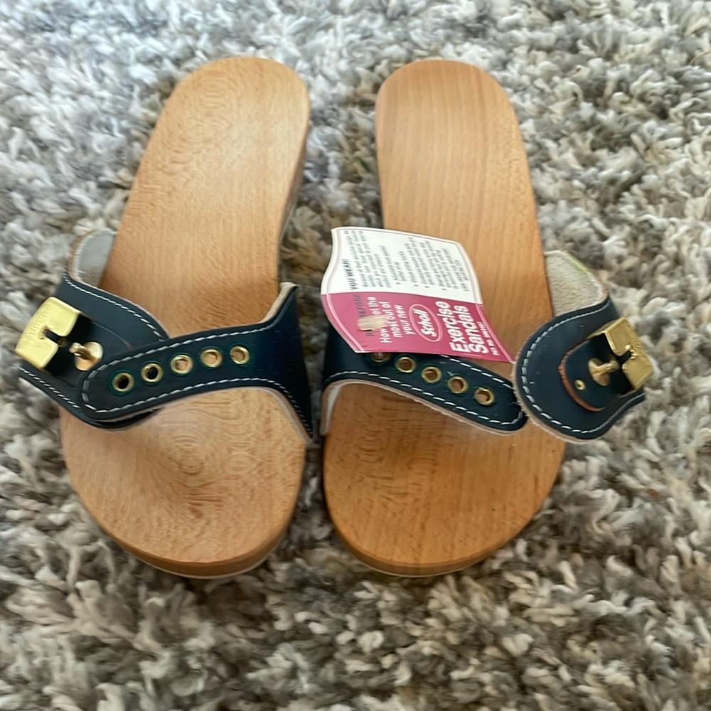 NWT 1970’s Vintage Dr. Scholl’s Exercise Sandals Blue Size 6
